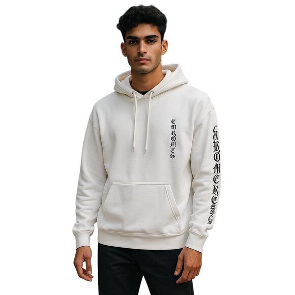 Chrome Hearts Men's Logo Hoodie White Black Print Size Medium PRE-OWNED! - Picture 1 of 13